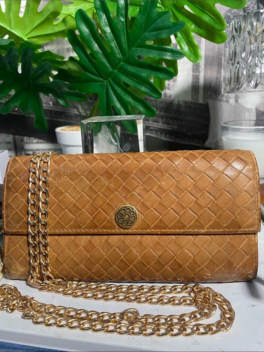 Authentic BOTTEGA VENETA Woven Leather Long Front Flap Wallet